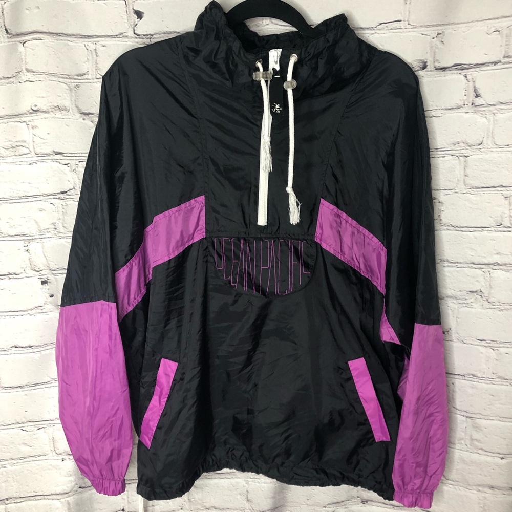 Vintage ocean pacific OP black& purple windbreaker